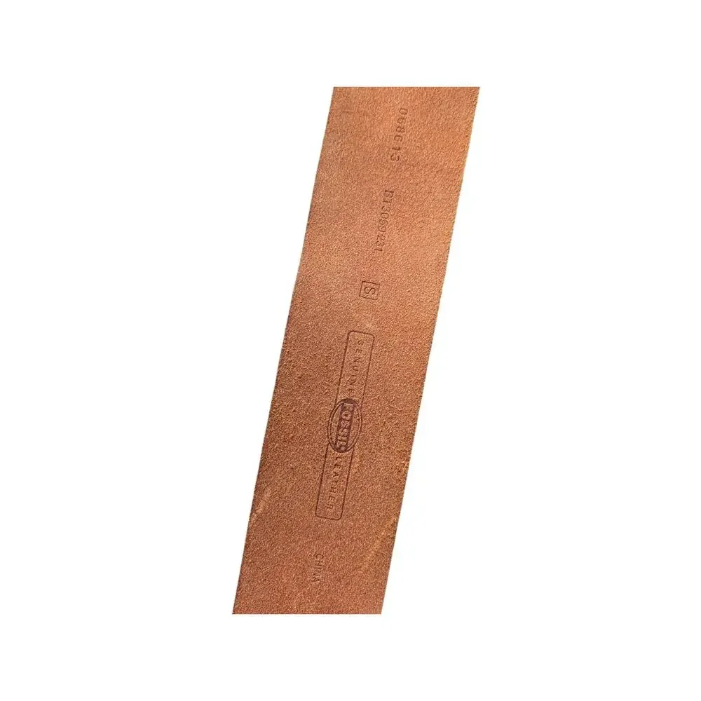 Fossil Tan Brown Leather Wide Waist Belt Size Small Modern Centerbar Whimsigoth